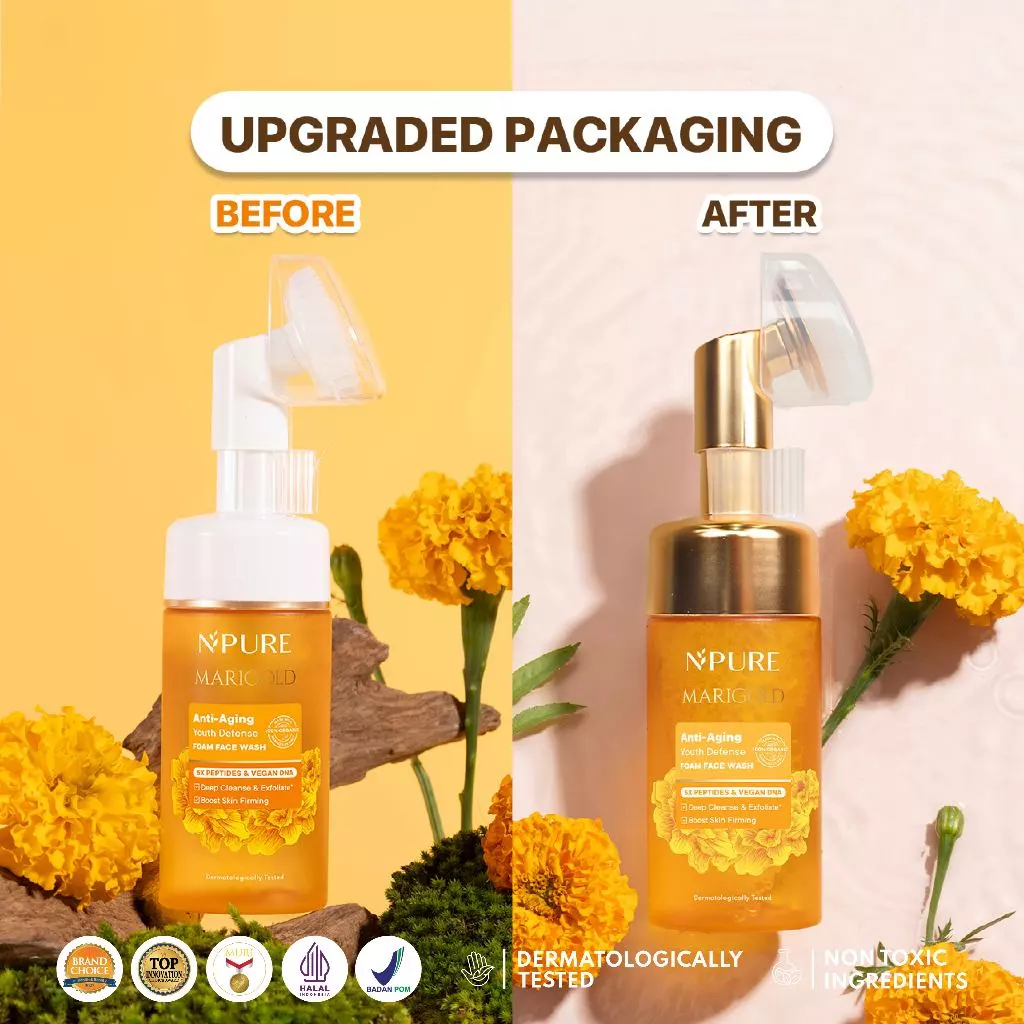 NPURE Marigold Facial Wash Anti Aging Non SLS untuk Kulit Awet Muda 2
