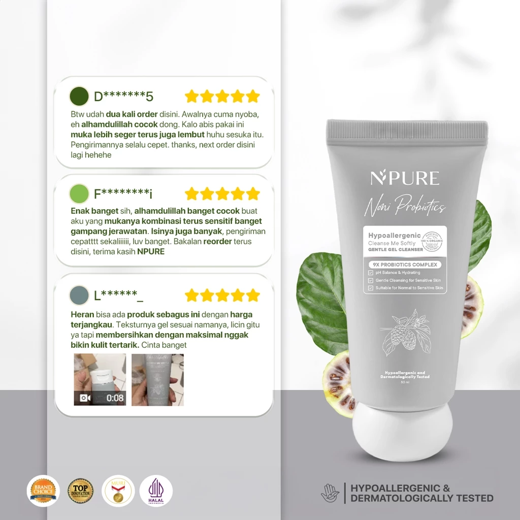 Gentle Cleanser Mini NPURE Noni Travel Size Aman Kulit Sensitif 7