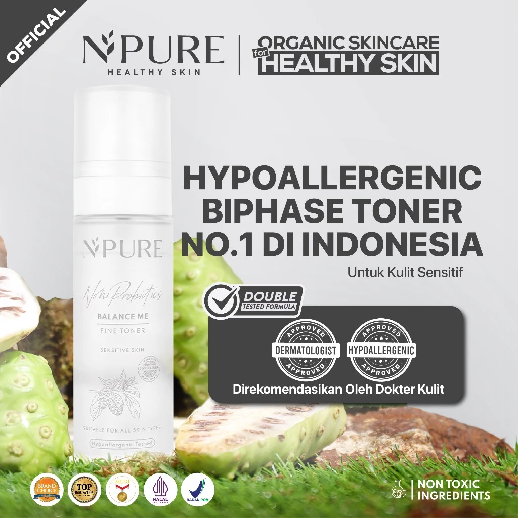 NPURE Noni Toner untuk Kulit Sensitif Kemerahan Ceramide