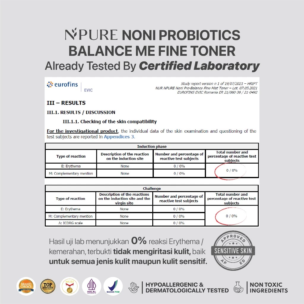 NPURE Noni Toner untuk Kulit Sensitif Kemerahan Ceramide 5