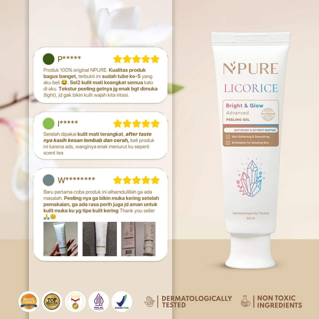 Peeling Gel Licorice NPURE Eksfoliasi Instan Pengangkat Daki 7