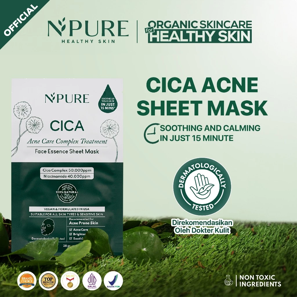 Sheet Mask Anti Jerawat NPURE Cica Calming Acne Care