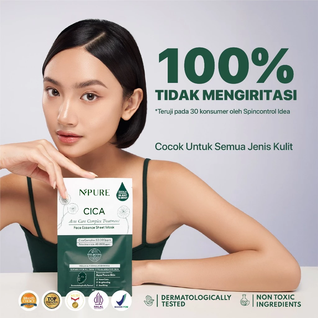 Sheet Mask Anti Jerawat NPURE Cica Calming Acne Care 5