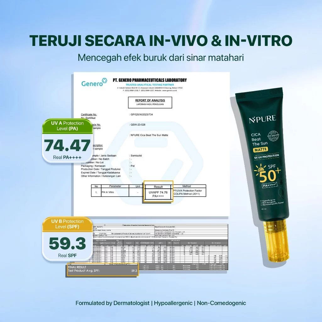 NPURE Cica Beat The Sun Matte Sunscreen SPF 50+ PA++++ 5