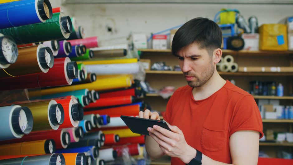 digital printing press producing colorful materials
