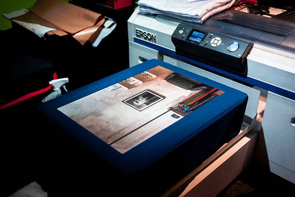 DTF printer producing colorful transfer film