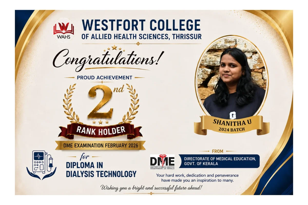 DDT Student Shanitha U Secures 2nd Rank in DME Examination February 2026